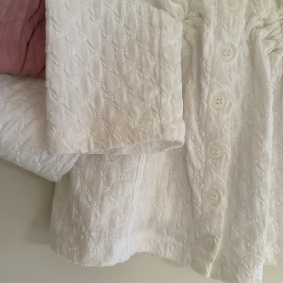 Free People White Eyelet Lady Bug Milk Maid Button Top Women's Size LG - Picture 13 of 13